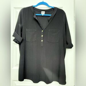 Anne Klein Black Casual Button Down Shirt